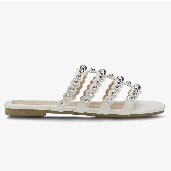 NIB [Olivia Miller] "Piece of Cake" Studded Open Toe Slip-On Sandals Womens Sz 8 - Picture 5 of 9